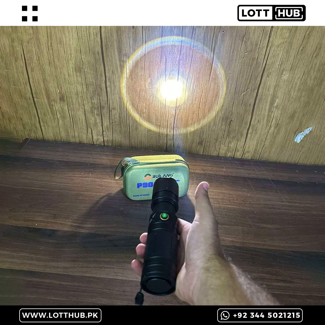 POWERFUL LASER LED P90 Torch 2km Range | Power bank and waterproof