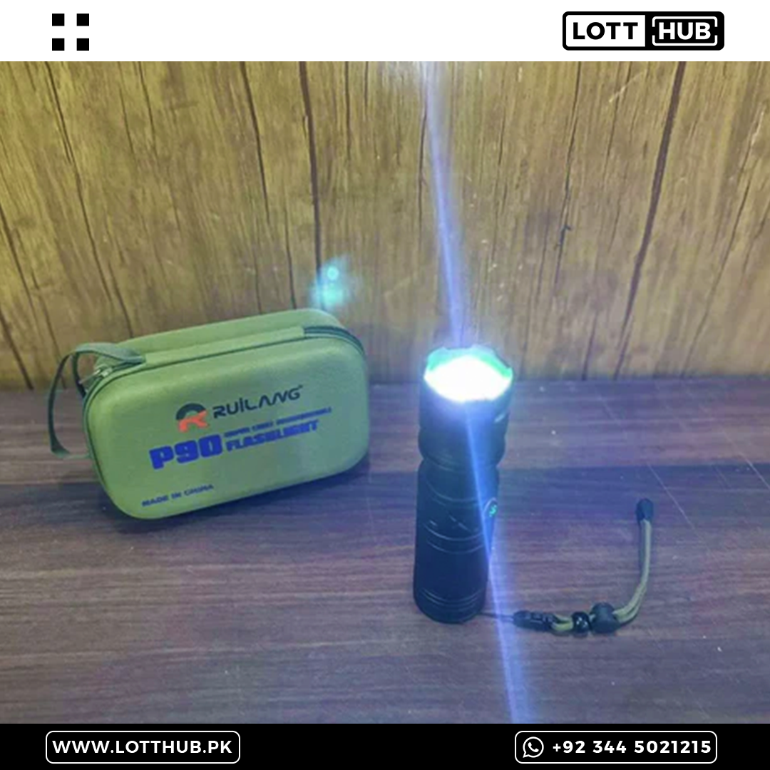 POWERFUL LASER LED P90 Torch 2km Range | Power bank and waterproof