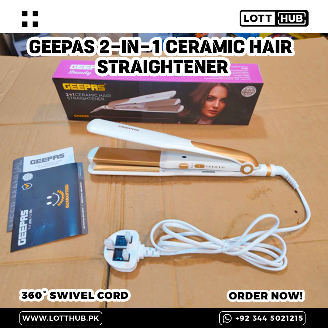 Geepas 2-in-1 Ceramic Hair Straightener