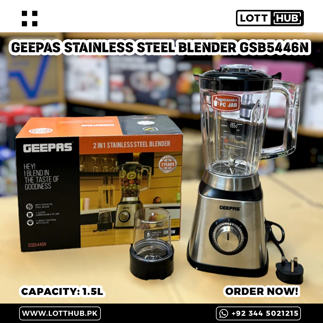 Geepas 2-in-1 Stainless Steel Blender GSB5446N