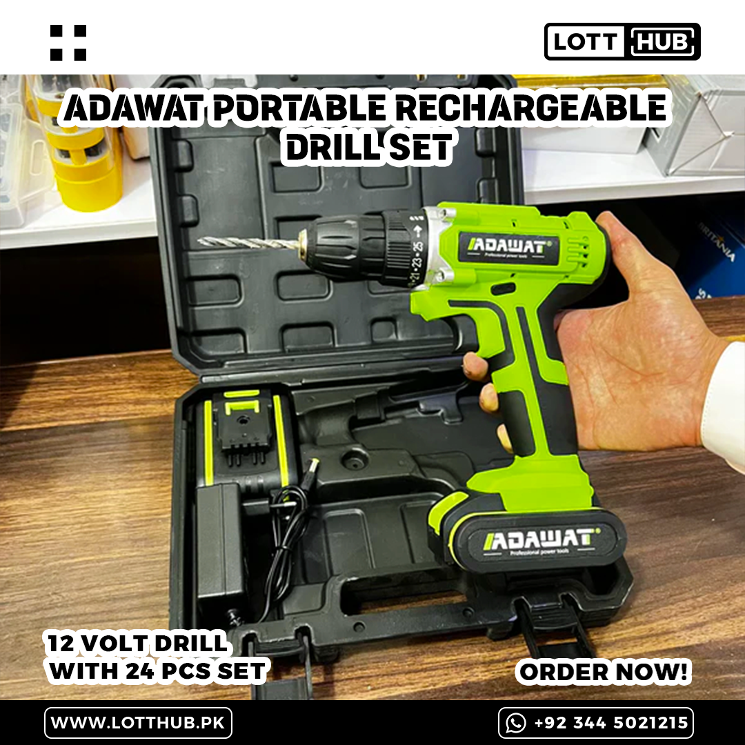 Adawat Portable Rechargeable Drill Set | 12 Volts