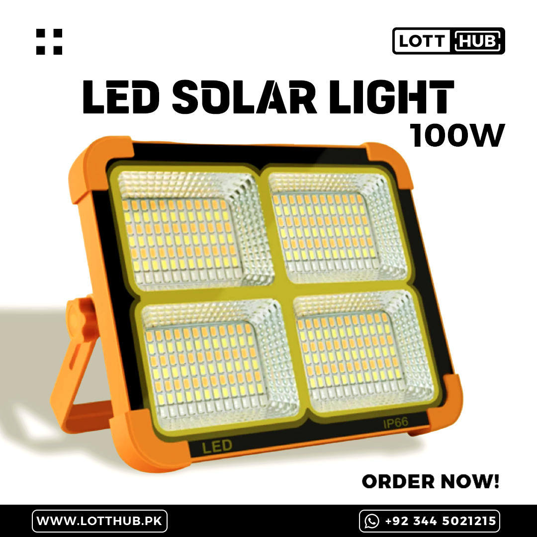 100W LED FLOOD LIGHT WITH SOLAR PANEL & POWER BANK