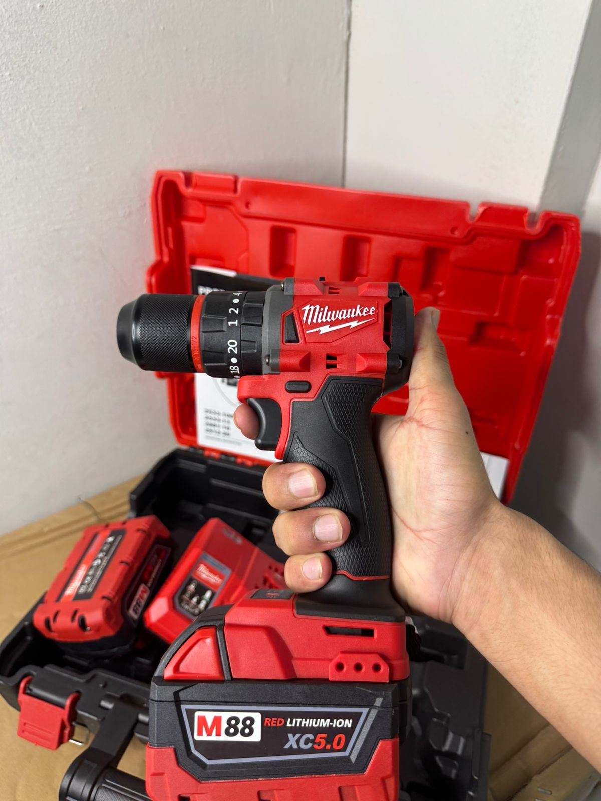 Milwaukee 88V High-Torque Brushless Drill with Dual Batteries
