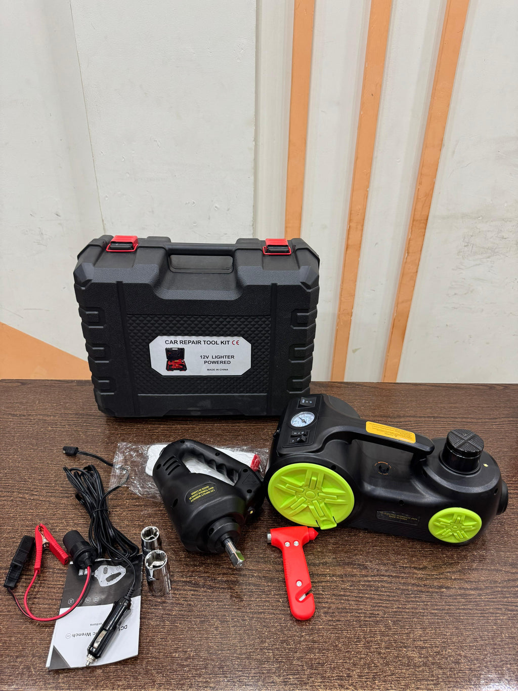 Imported 12V 3-in-1 Car Jack, Compressor & Electric Wrench Set