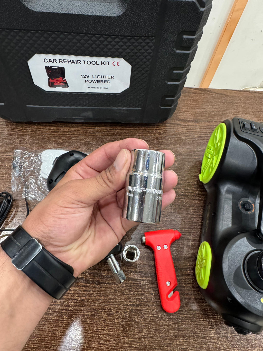 Imported 12V 3-in-1 Car Jack, Compressor & Electric Wrench Set