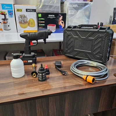 New Cordless Portable High Pressure Electric Car Washer Gun With 21v 2 Rechargeable Battery