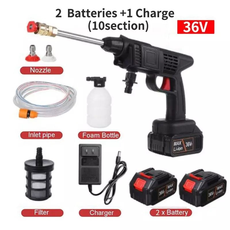 New Cordless Portable High Pressure Electric Car Washer Gun With 21v 2 Rechargeable Battery