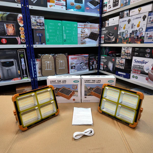 100W LED Flood Light with Solar Panel & Power Bank