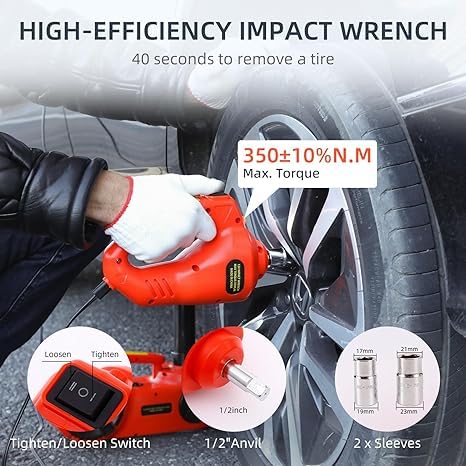 Imported 12V 3-in-1 Car Jack, Compressor & Electric Wrench Set